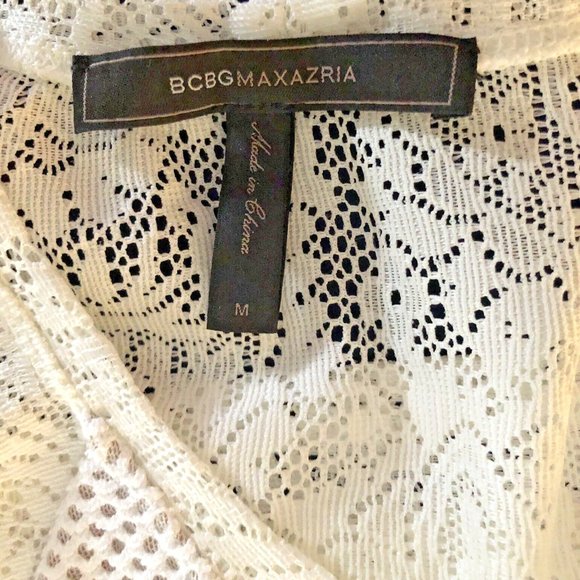 BCBG MAXAZRIA Mikayla Off White Paisley Stretch Lace Long Sleeve Top - Size M - Picture 3 of 5